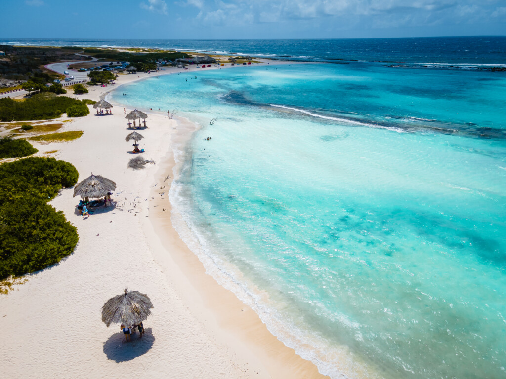 Amazing Baby Beach and coast on Aruba, Caribbean, white beach with blue ocean tropical beach.